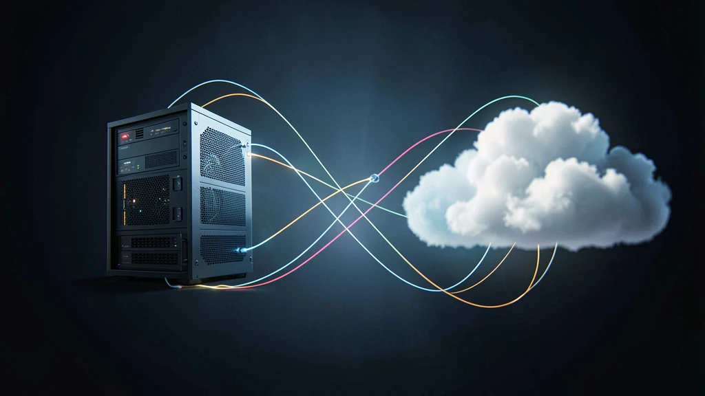 Illustration conceptuelle comparant un serveur local et le cloud pour la téléphonie IP.