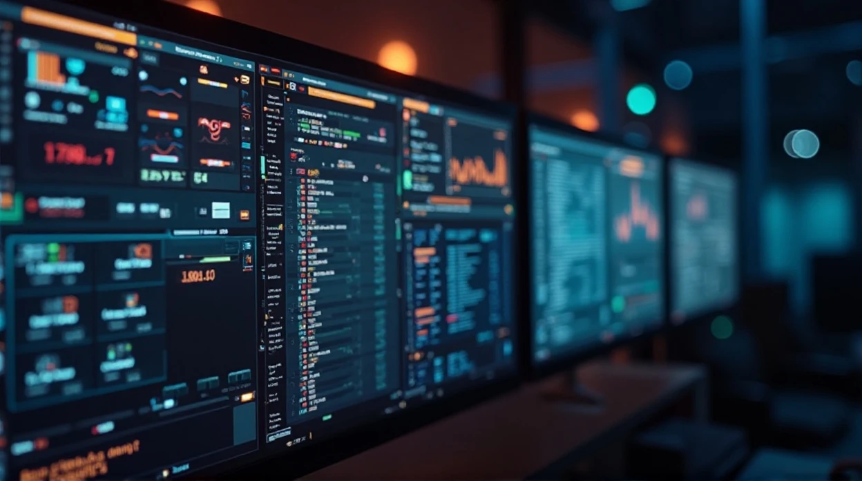 Équipe de support technique répondant aux appels et surveillant des écrans de monitoring.